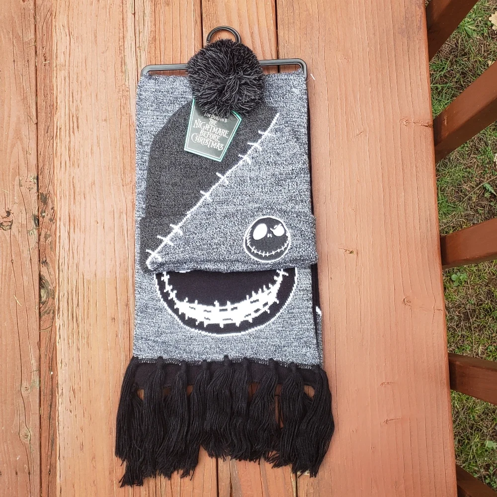NWT Disney The Nightmare Before Christmas JACK Hat and Scarf Set